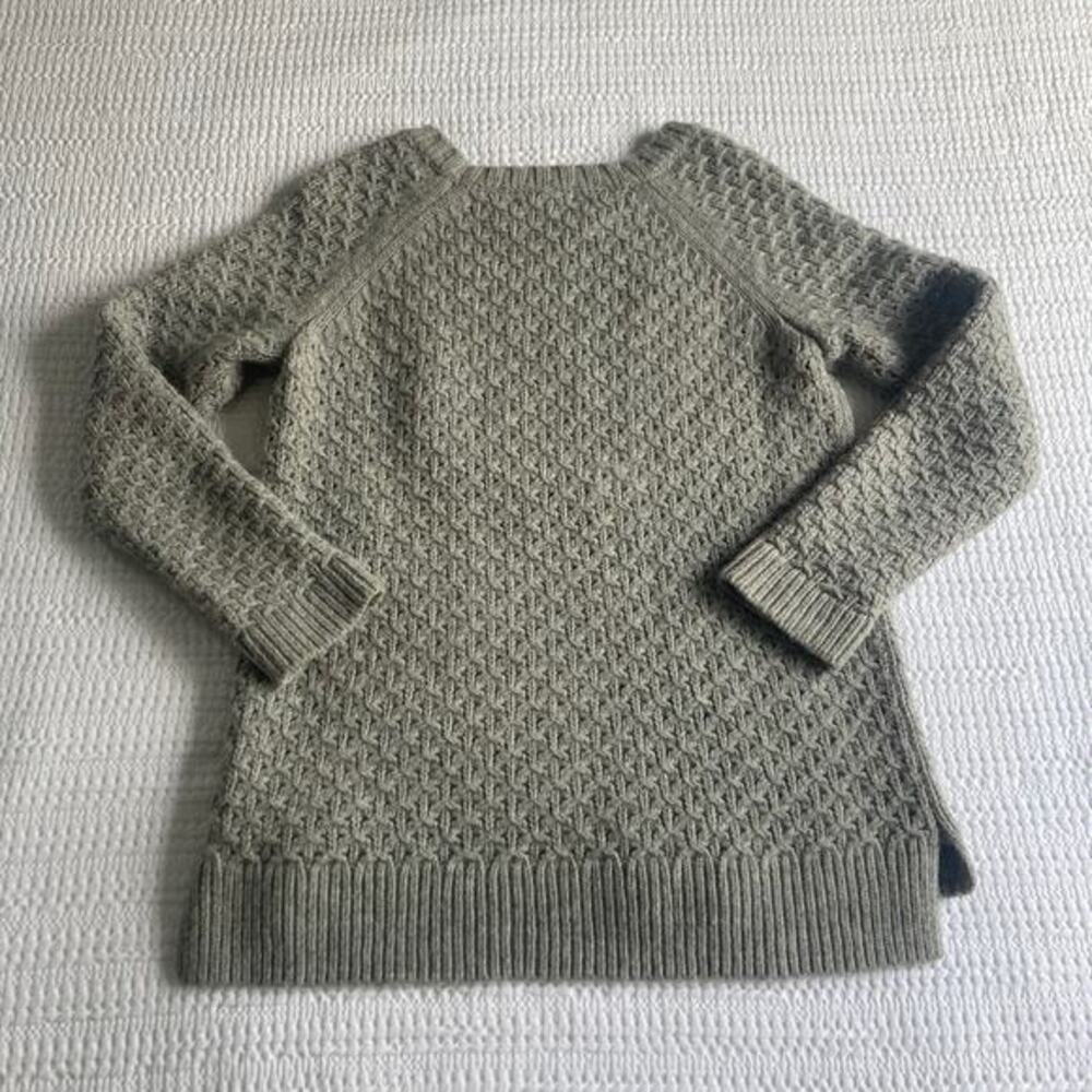 Banana Republic Star Stitch Sweater Women L Gray Crew Pullover Alpaca Wool Blend - Picture 3 of 9